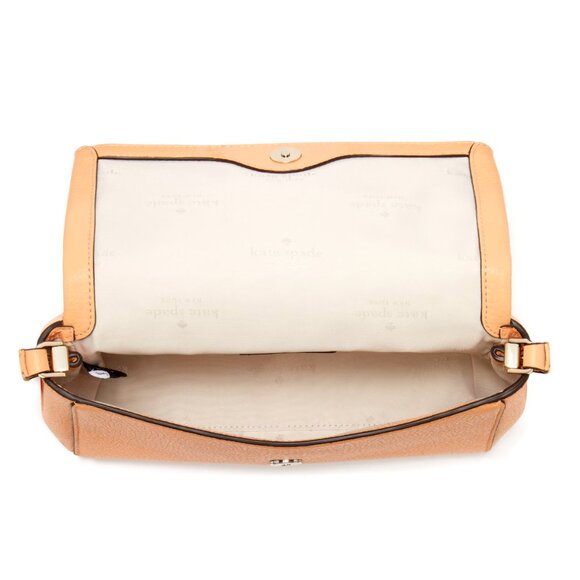 New Kate Spade Leila Mini Zip Crossbody Pebble Leather Orange Cream - Picture 4 of 6